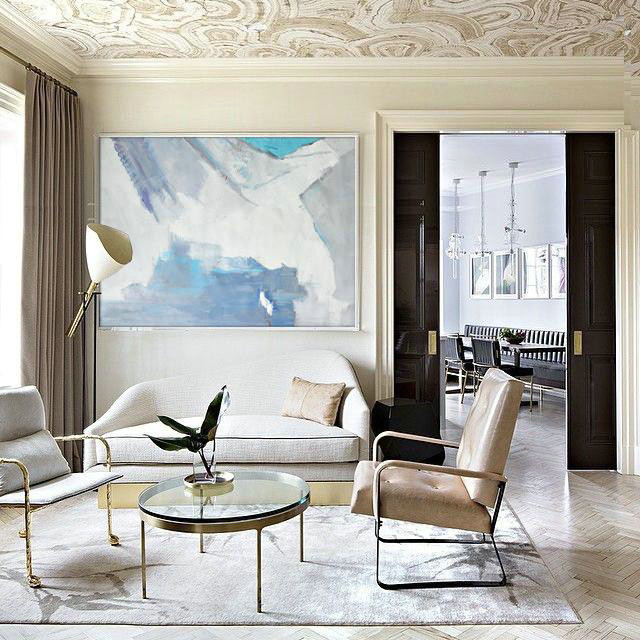 Modern Living Room Decor,Oversized Horizontal Contemporary Art,Contemporary Art Acrylic Painting,White,Grey,Blue.etc